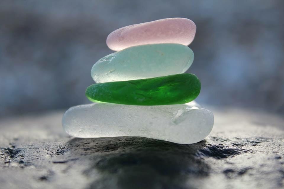 Green Floral Sea Glass Earrings