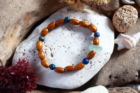 Seafoam Wooden Surf Collection Beaded Bracelet