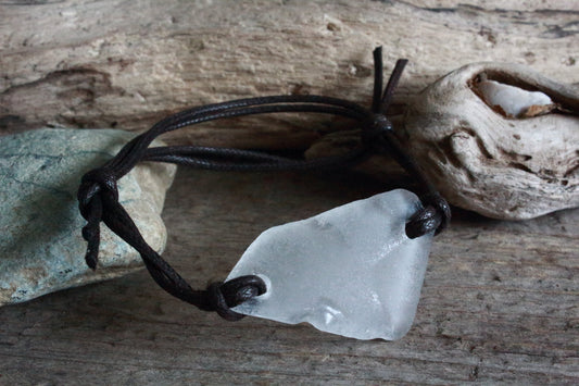 Unisex Irish White Sea Glass Bracelet