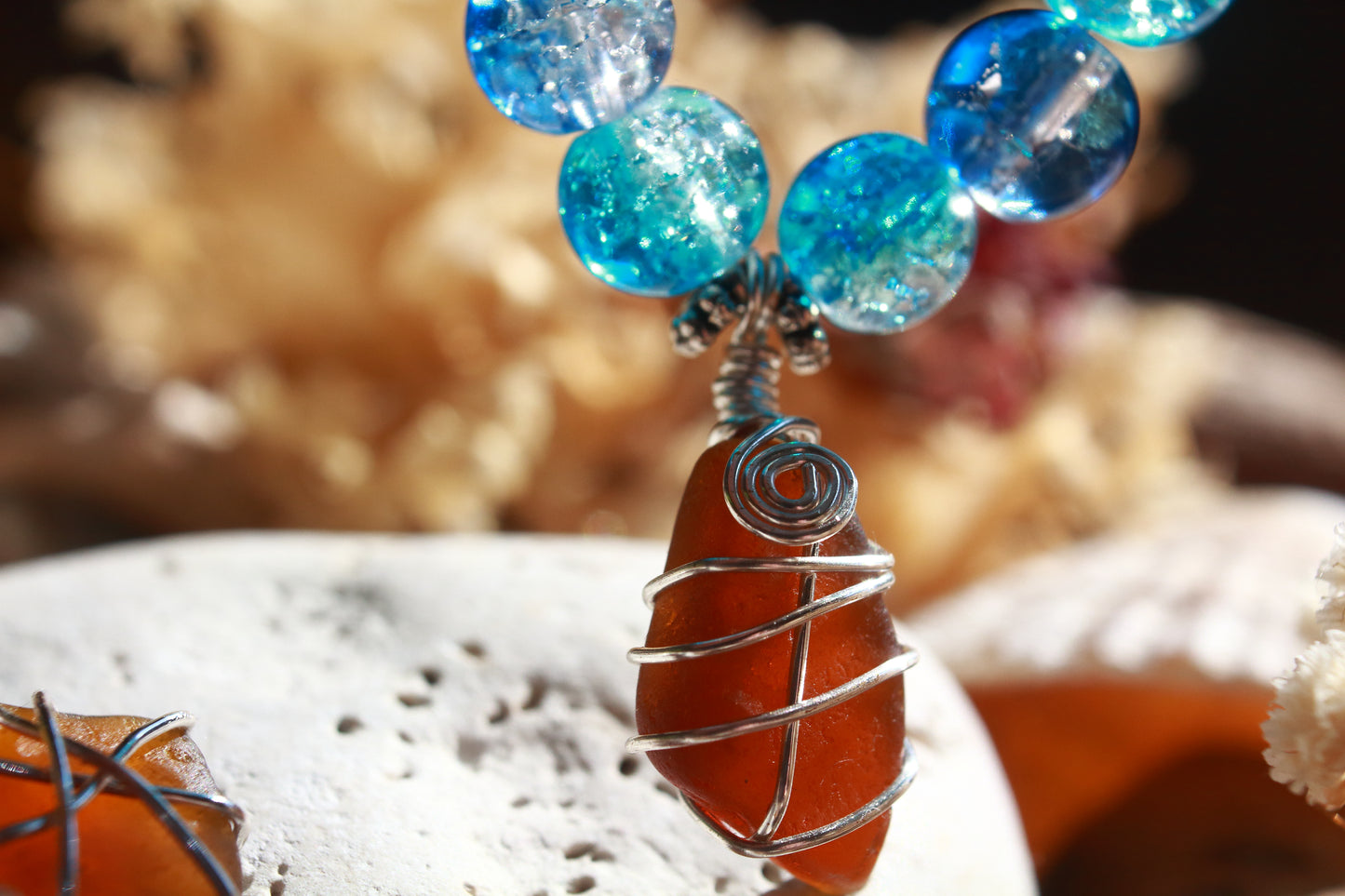 Tropical Waters Sea Glass Bracelet and Earrings Jewellery Set