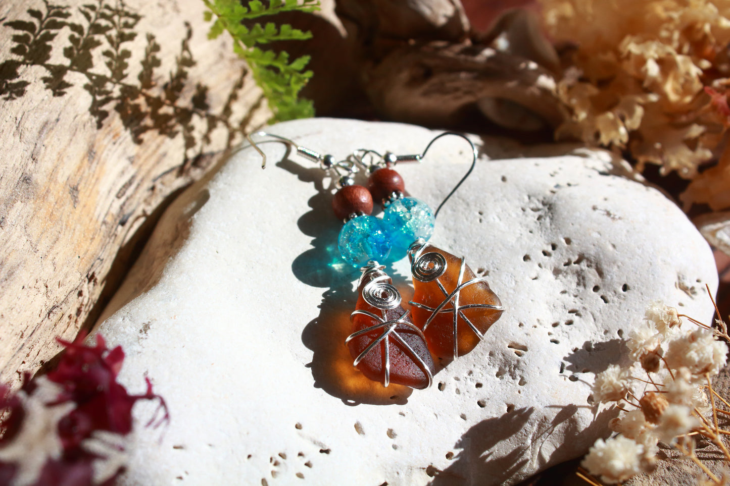 Tropical Waters Sea Glass Bracelet and Earrings Jewellery Set
