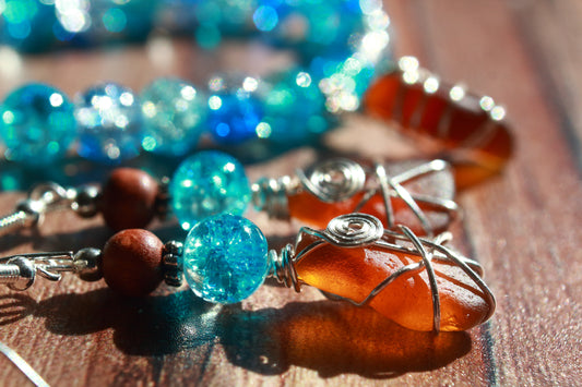 Tropical Waters Sea Glass Bracelet and Earrings Jewellery Set