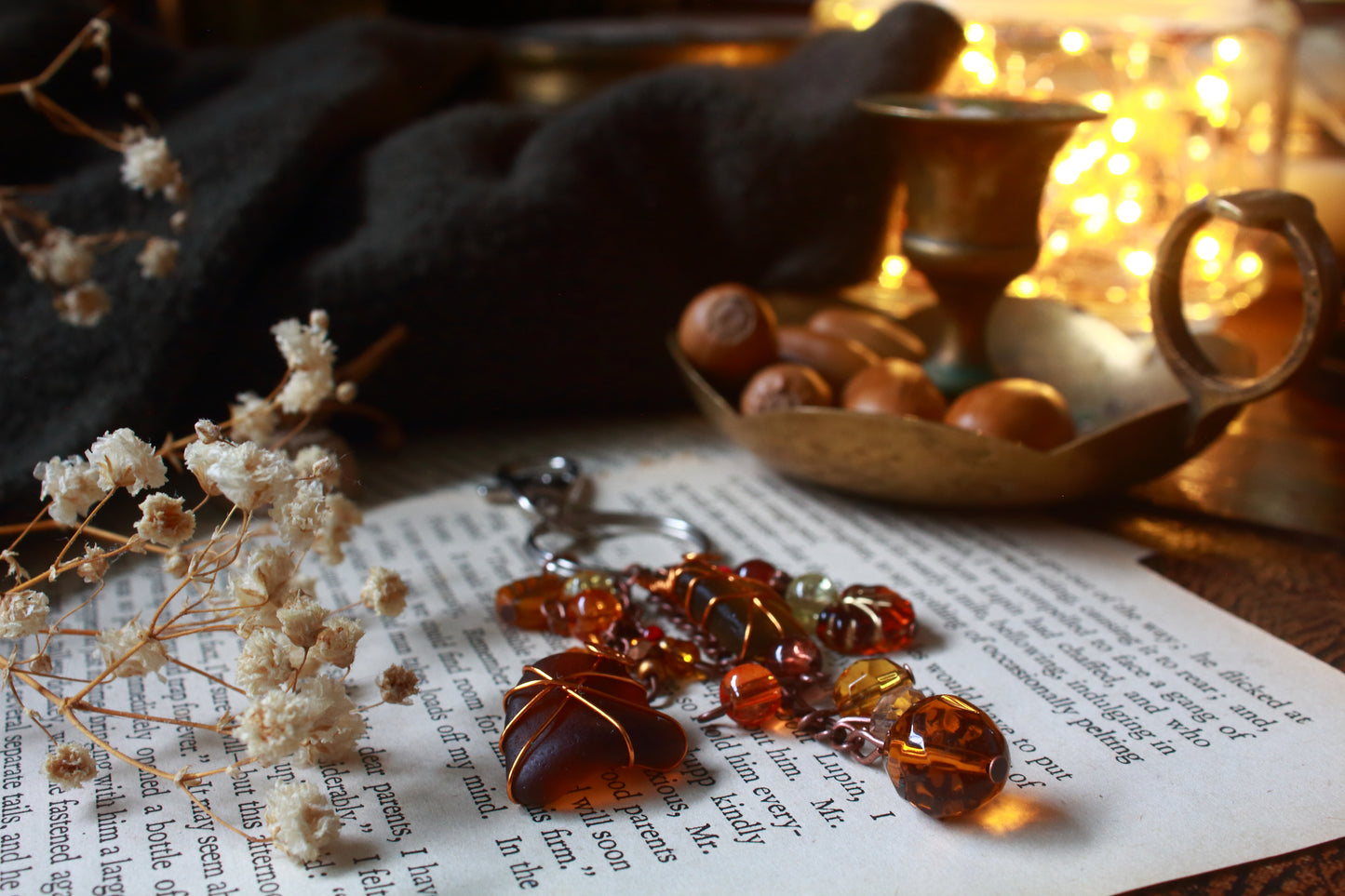 Autumn Sea Glass Bag Charm