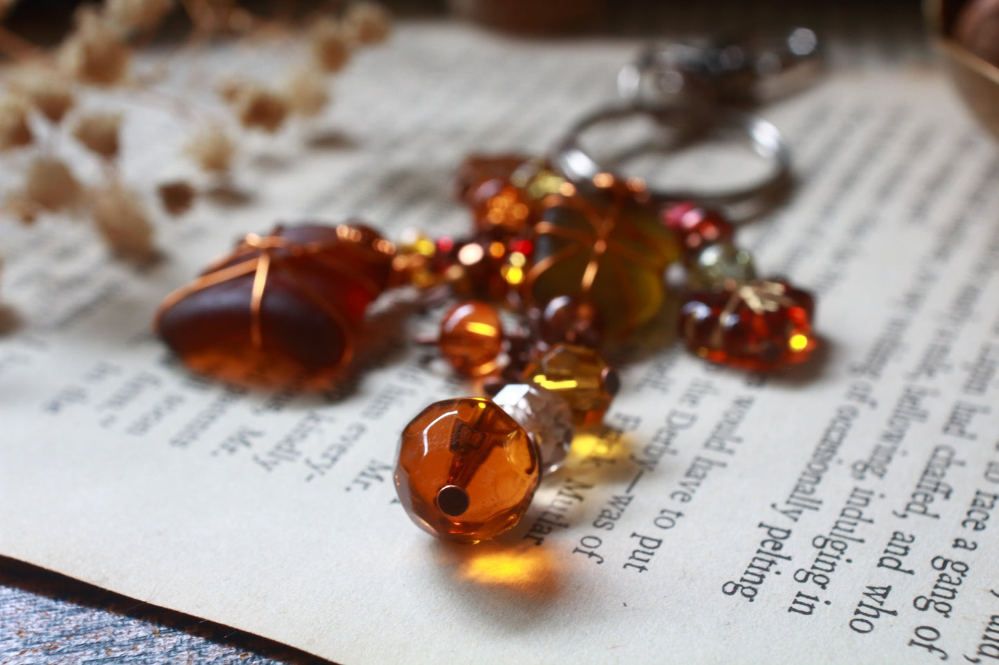 Autumn Sea Glass Bag Charm