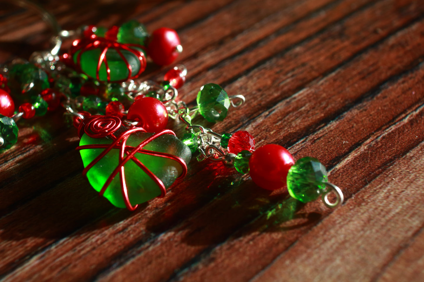 Christmas Sea Glass Bag Charm