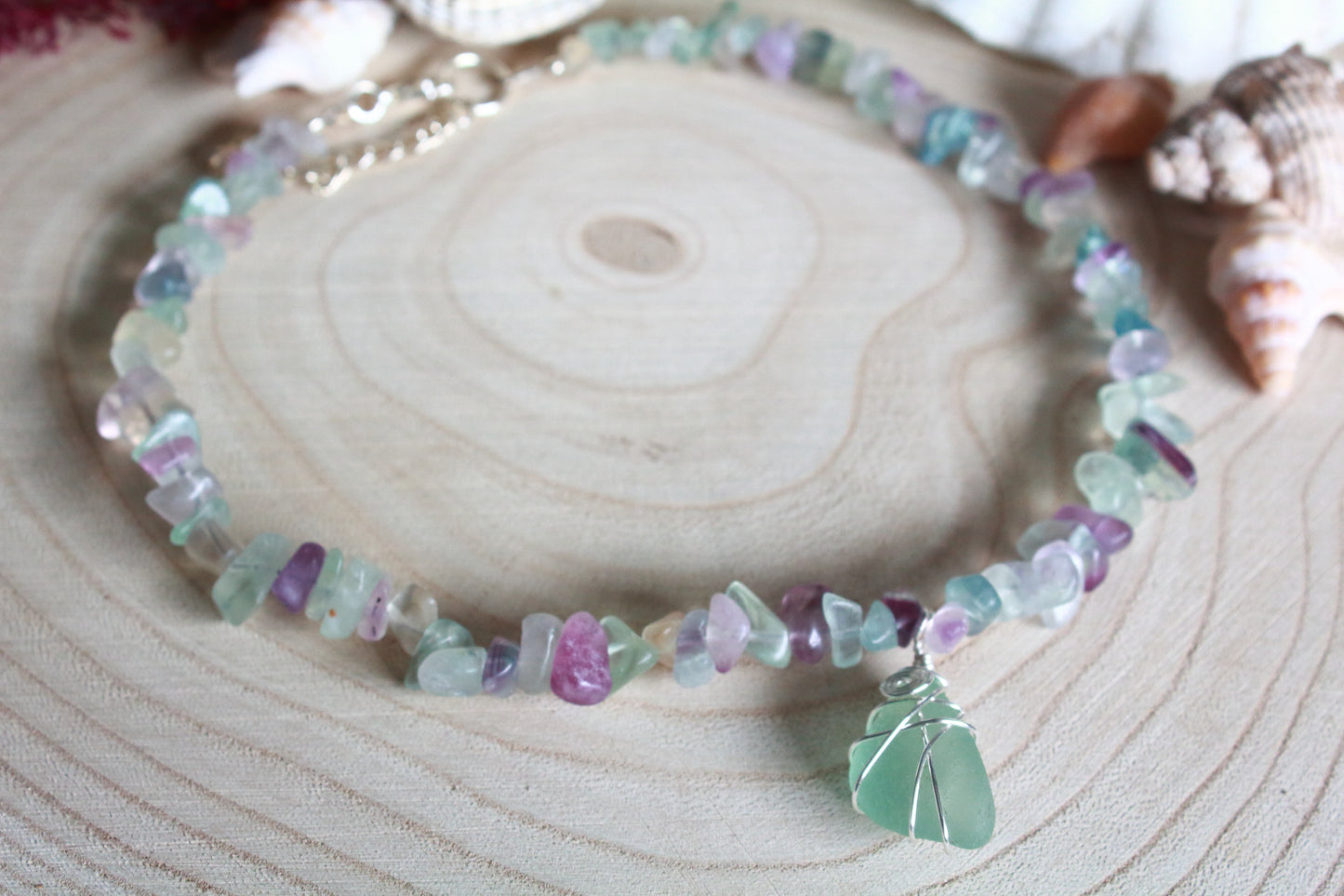 Rainbow Fluorite Irish Sea Glass Choker