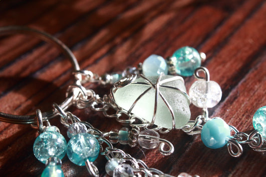 Winter Ice Crystal Sea Glass Bag Charm