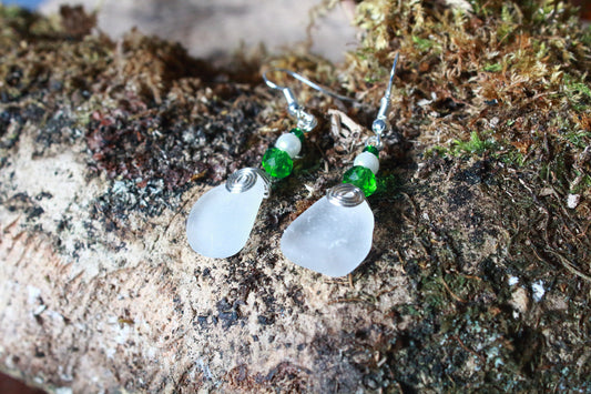 Snowdrop Sea Glass Earrings