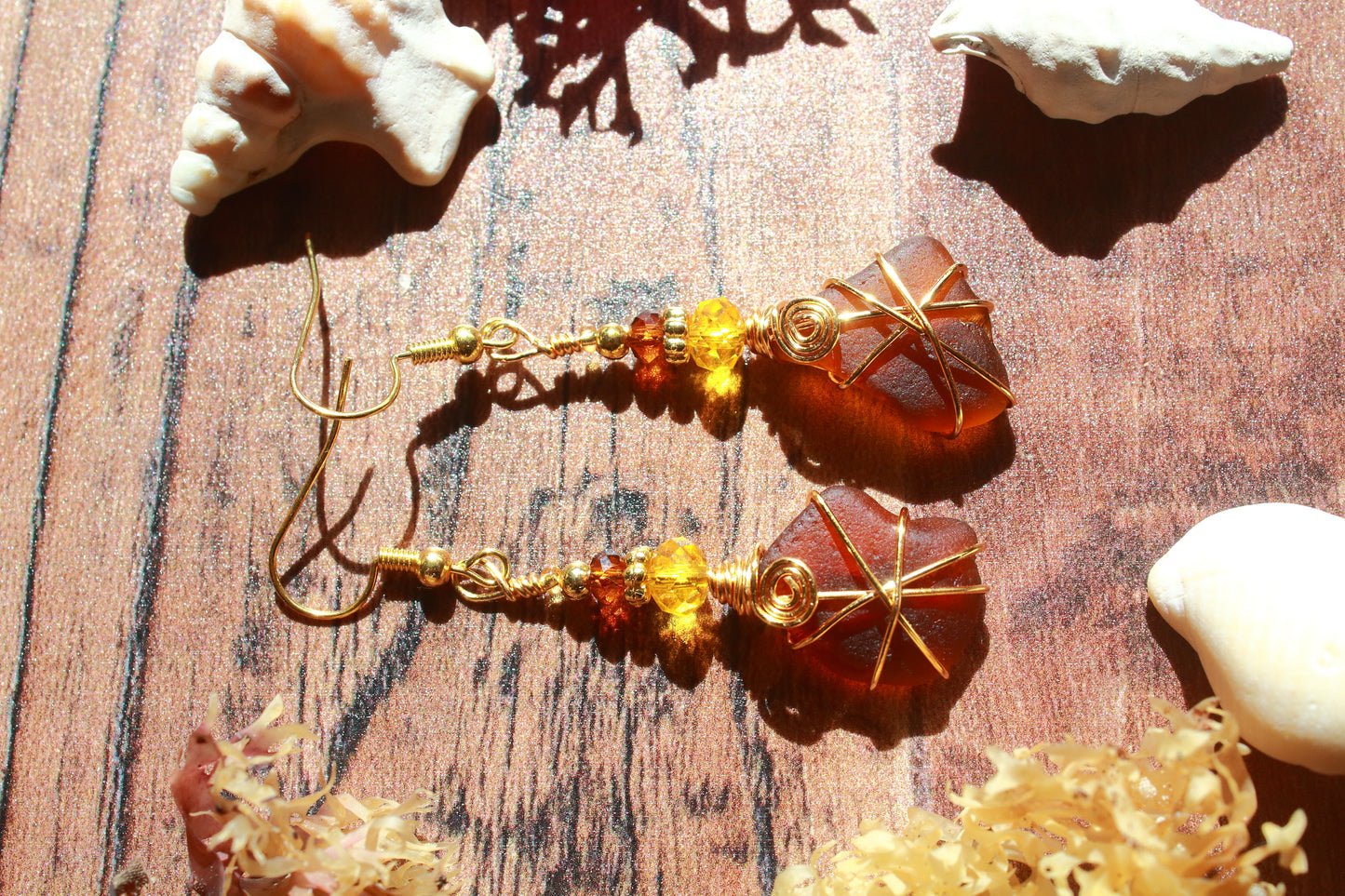 Sunflower Inspired Sea Glass Earrings