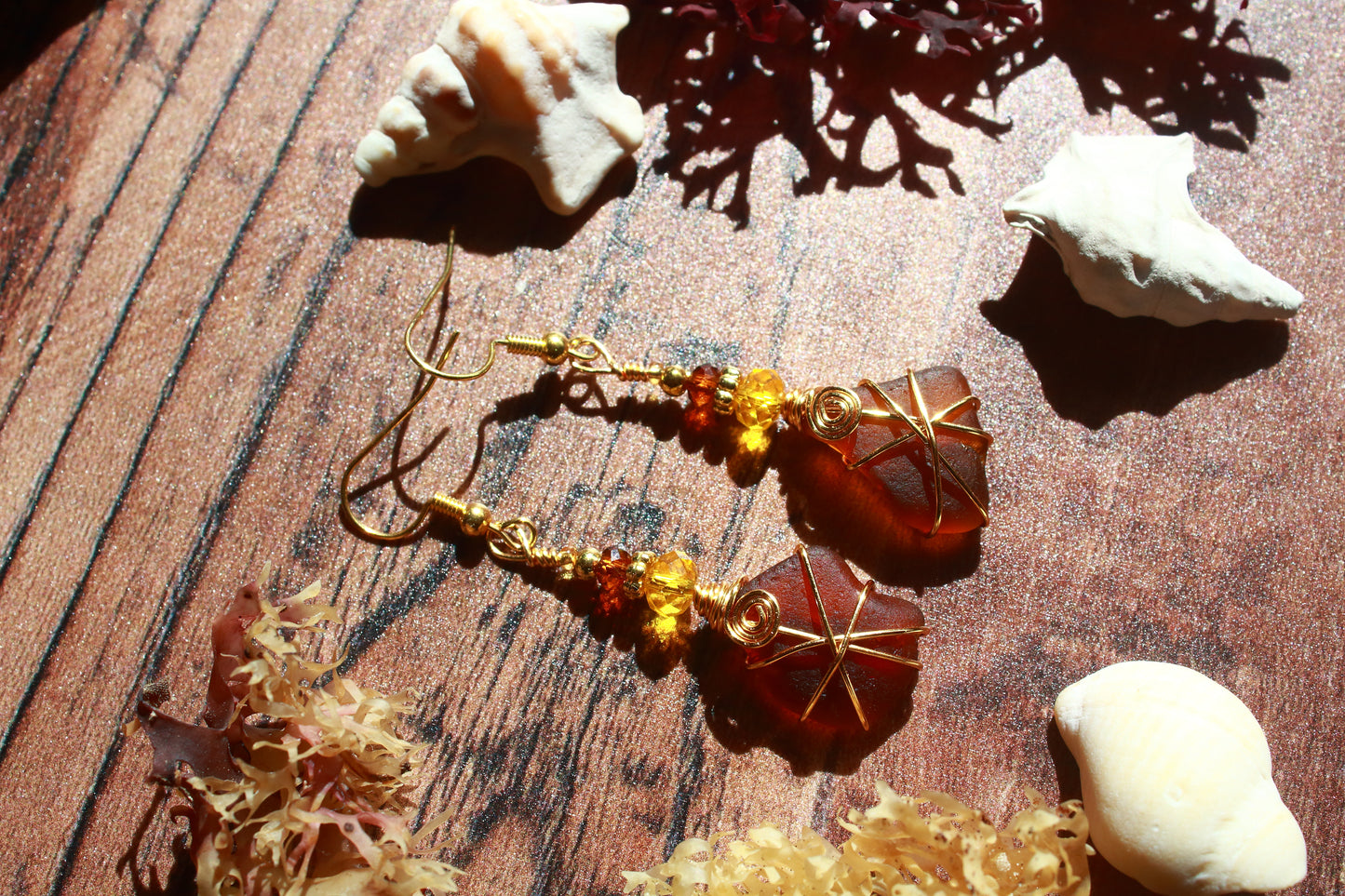 Sunflower Inspired Sea Glass Earrings