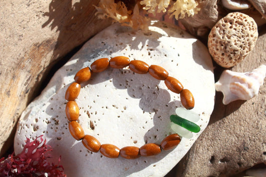 Kelly Green Wooden Surf Collection Beaded Bracelet