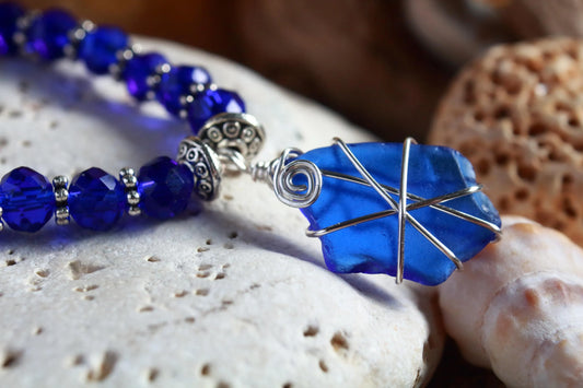 Cobalt Blue Crystal Stretch Bangle