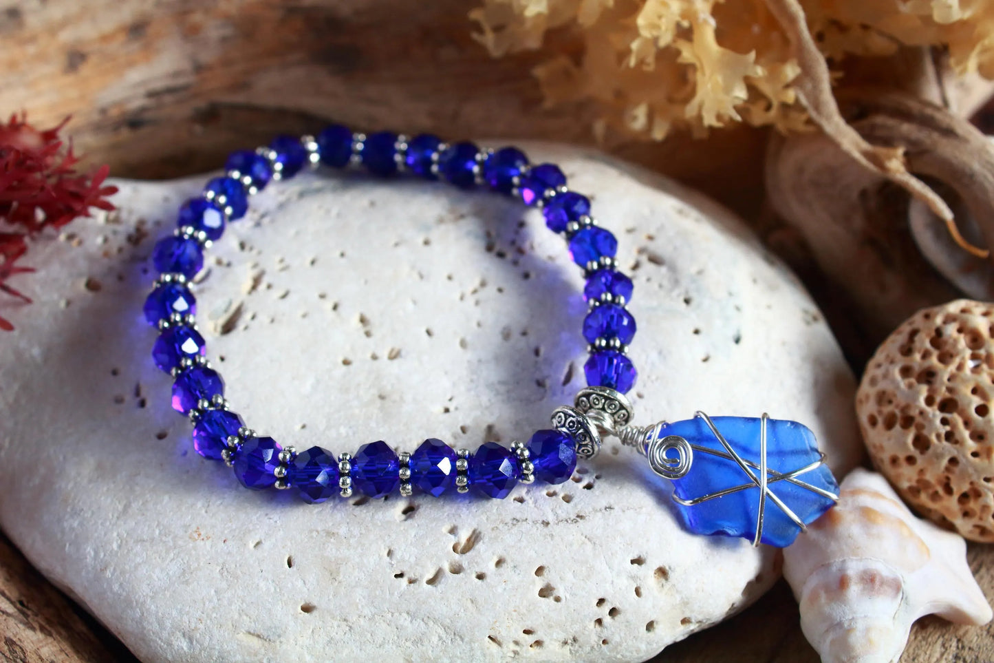 Cobalt Blue Crystal Stretch Bangle