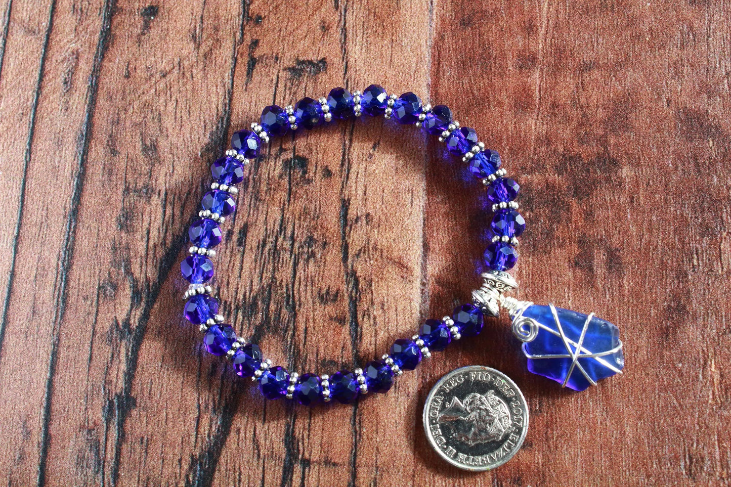 Cobalt Blue Crystal Stretch Bangle