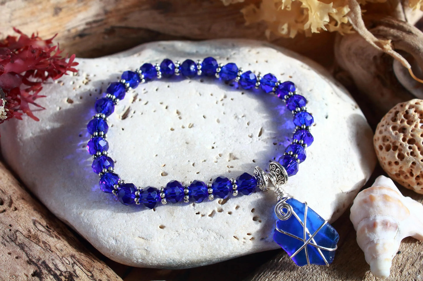 Cobalt Blue Crystal Stretch Bangle