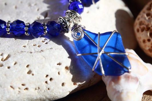 Cobalt Blue Crystal Sea Glass Set