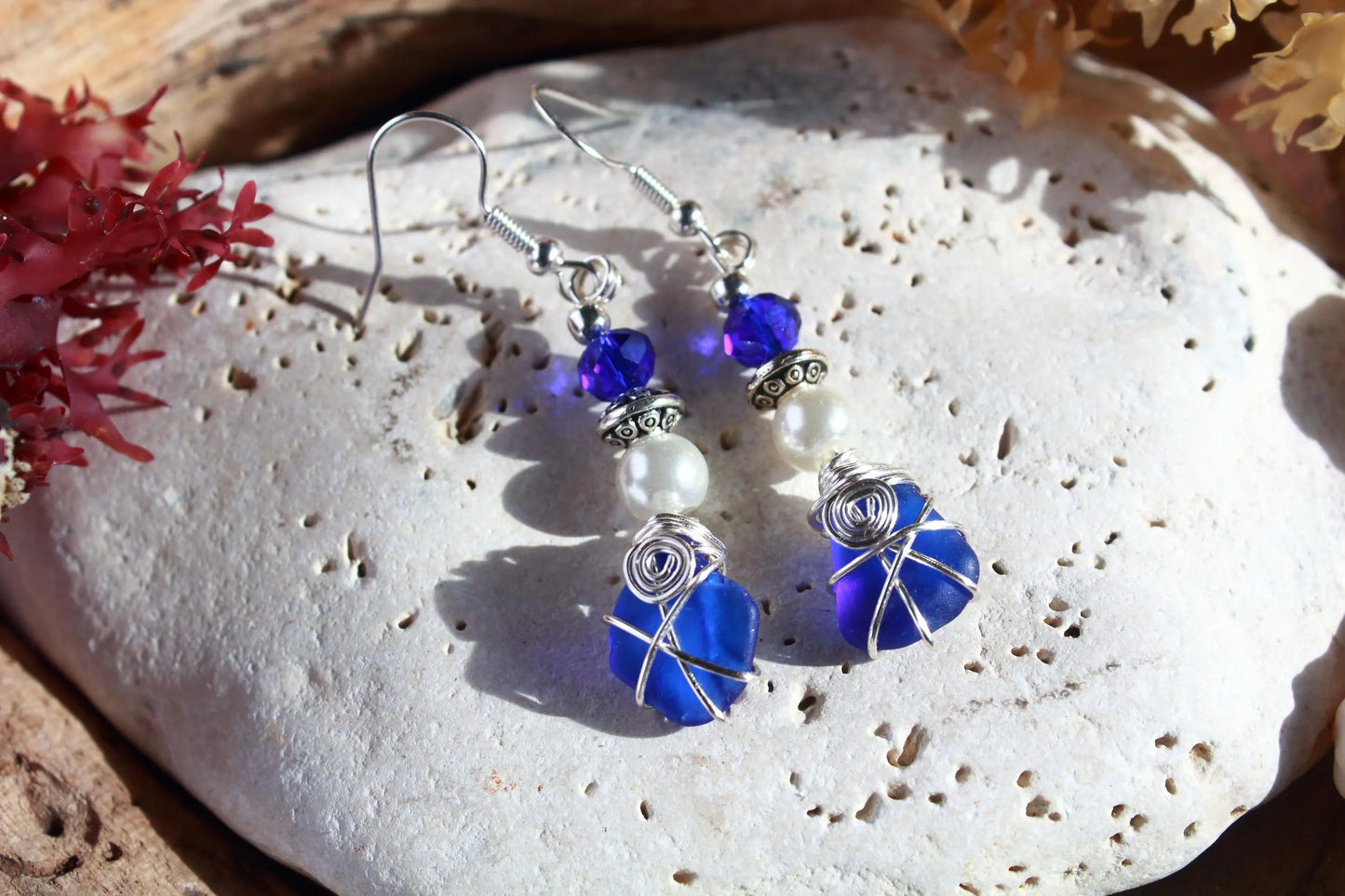 Cobalt Blue Crystal Sea Glass Set