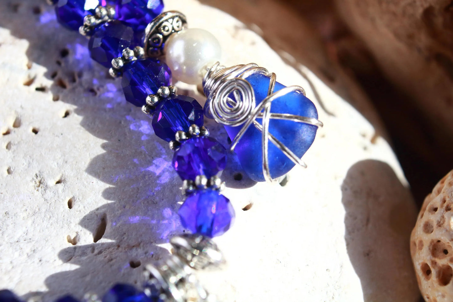 Cobalt Blue Crystal Sea Glass Set