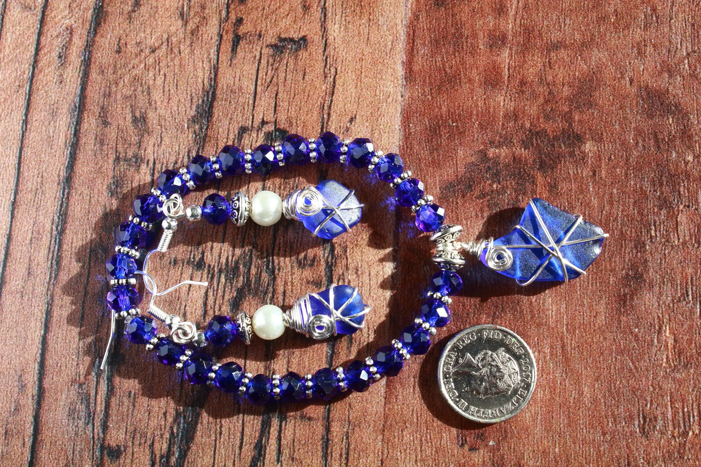 Cobalt Blue Crystal Sea Glass Set
