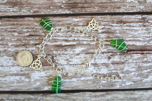 Kelly Green Celtic Charm Bracelet