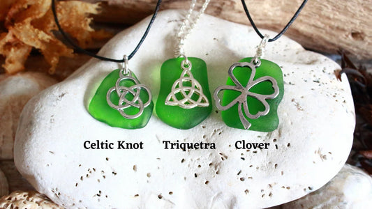 Customised Green Sea Glass Celtic Charm Pendant