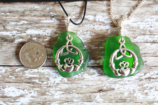 Celtic Kelly Green Claddagh Pendant