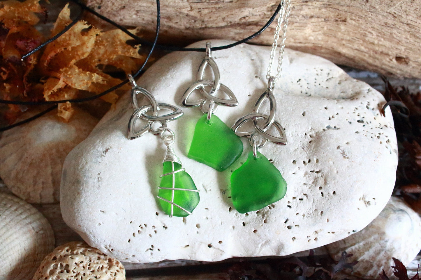 Kelly Green Triquetra Charm Pendant