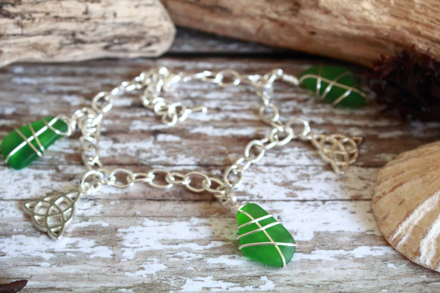 Kelly Green Celtic Charm Bracelet
