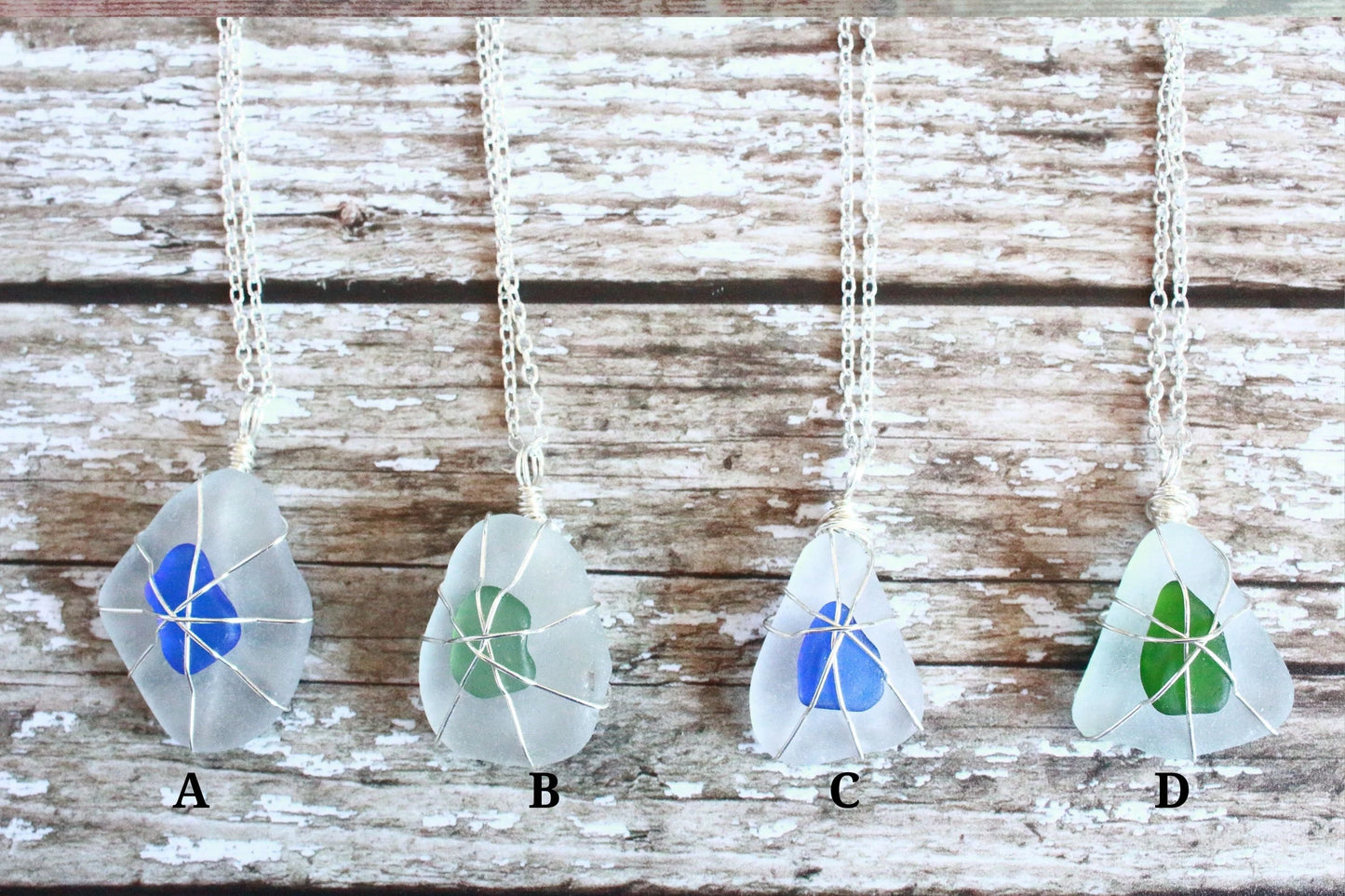 Dual Glass Wire Wrap Pendant