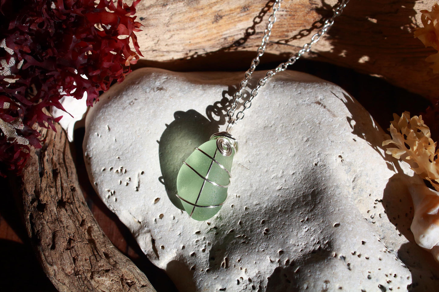 Seafoam Wire Wrapped Pendant