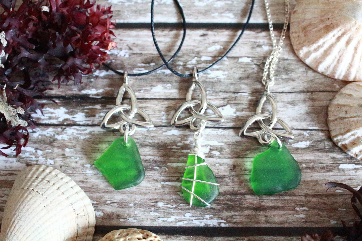 Kelly Green Triquetra Charm Pendant