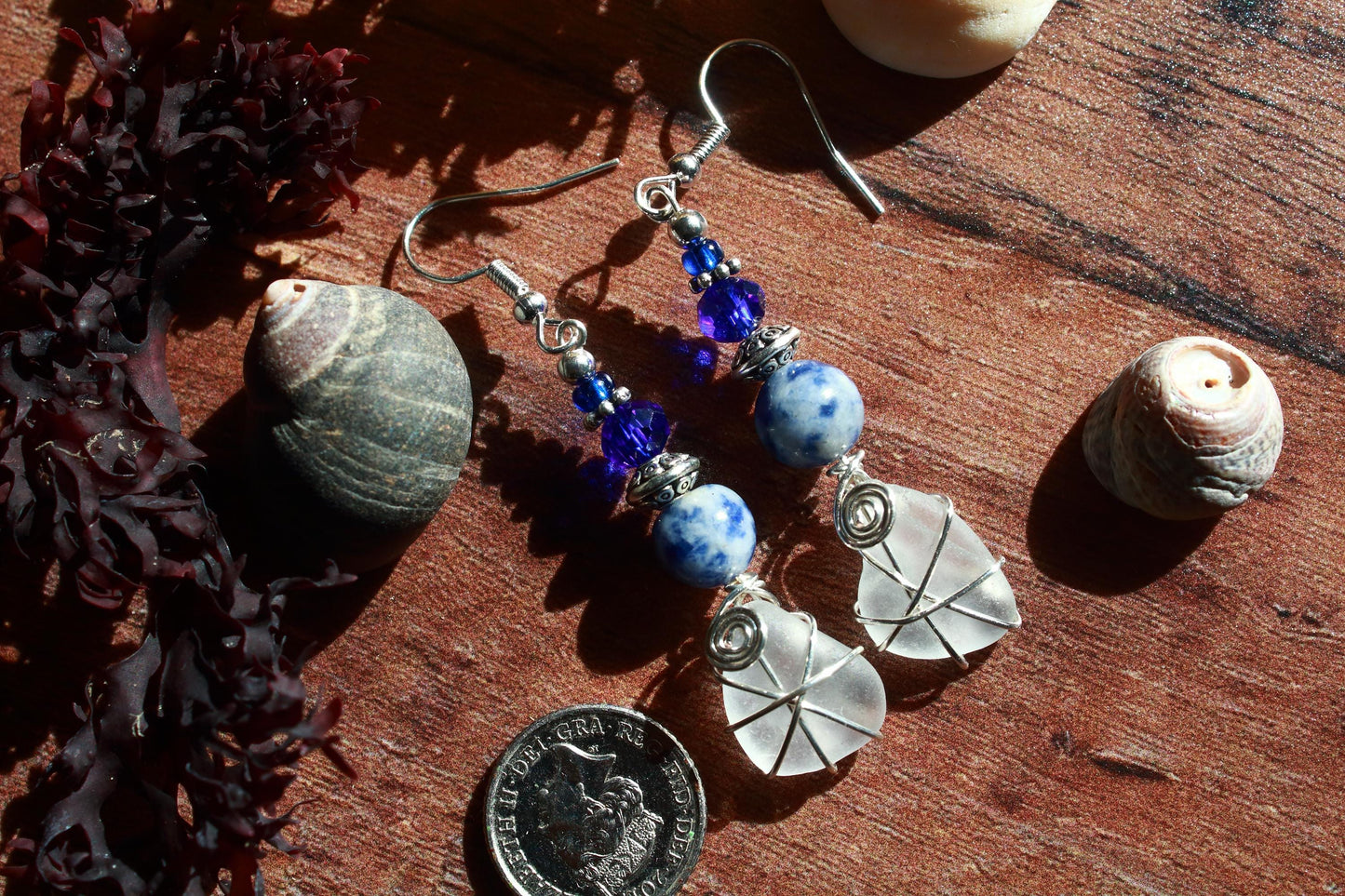 Frosted White Sea Glass Earrings