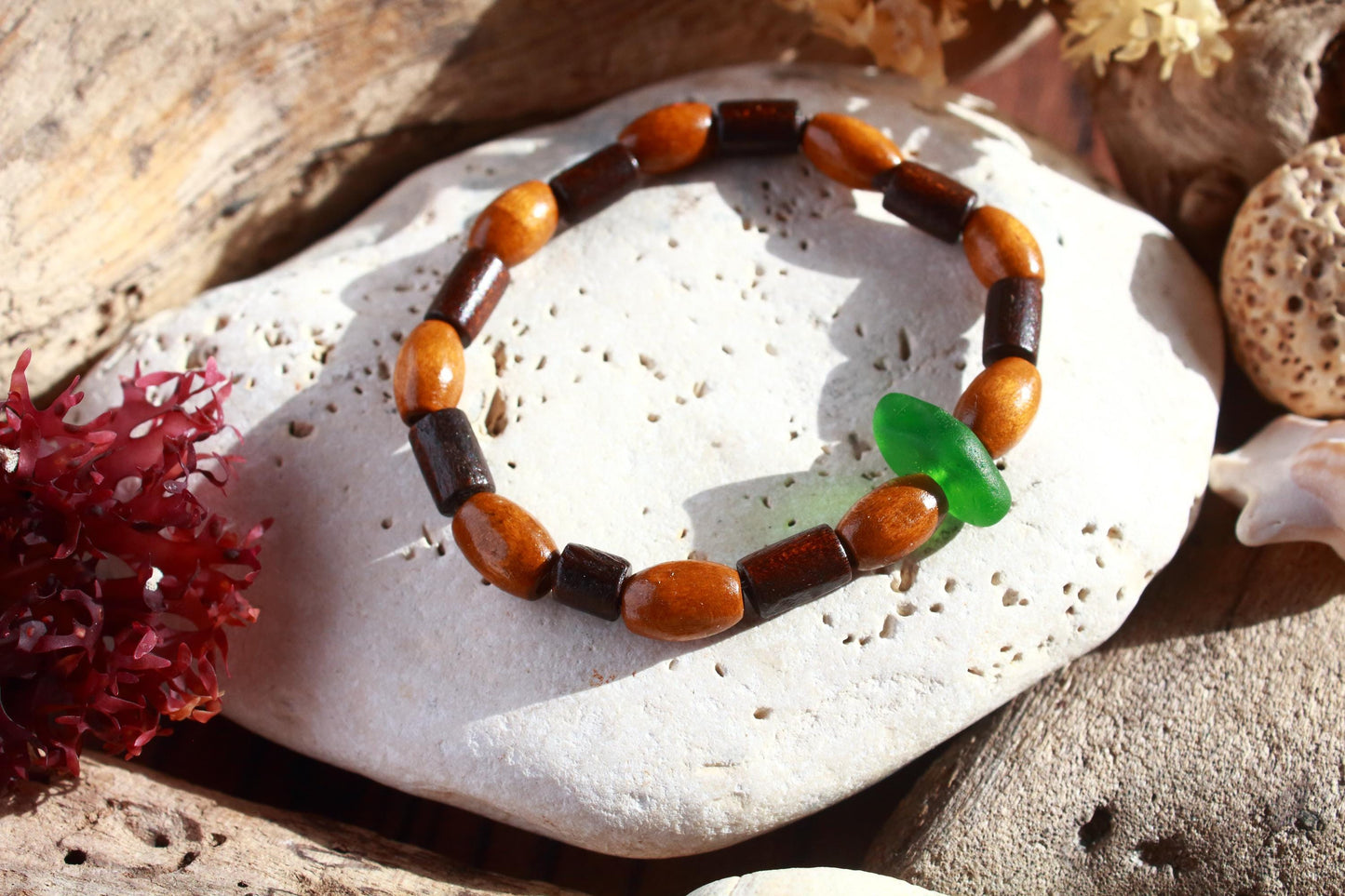 Green Unisex Beaded Surf Bracelet