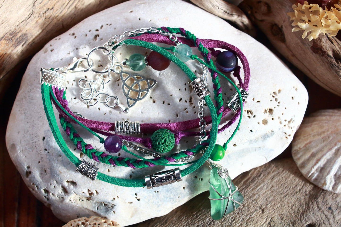 Jade Green Purple Signature Collection Bracelet