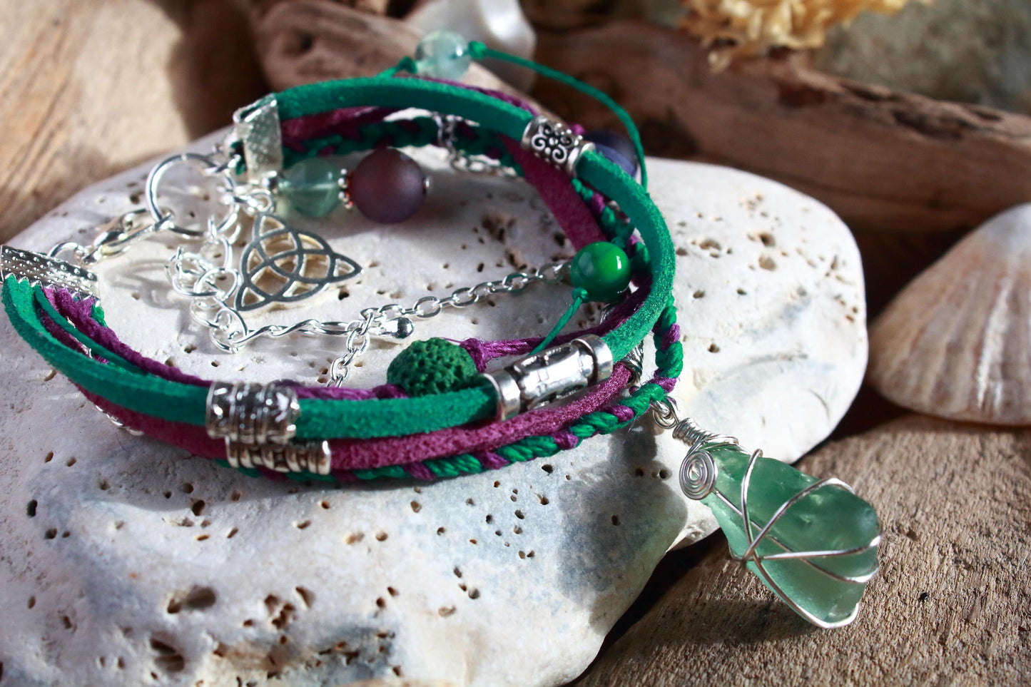 Jade Green Purple Signature Collection Bracelet