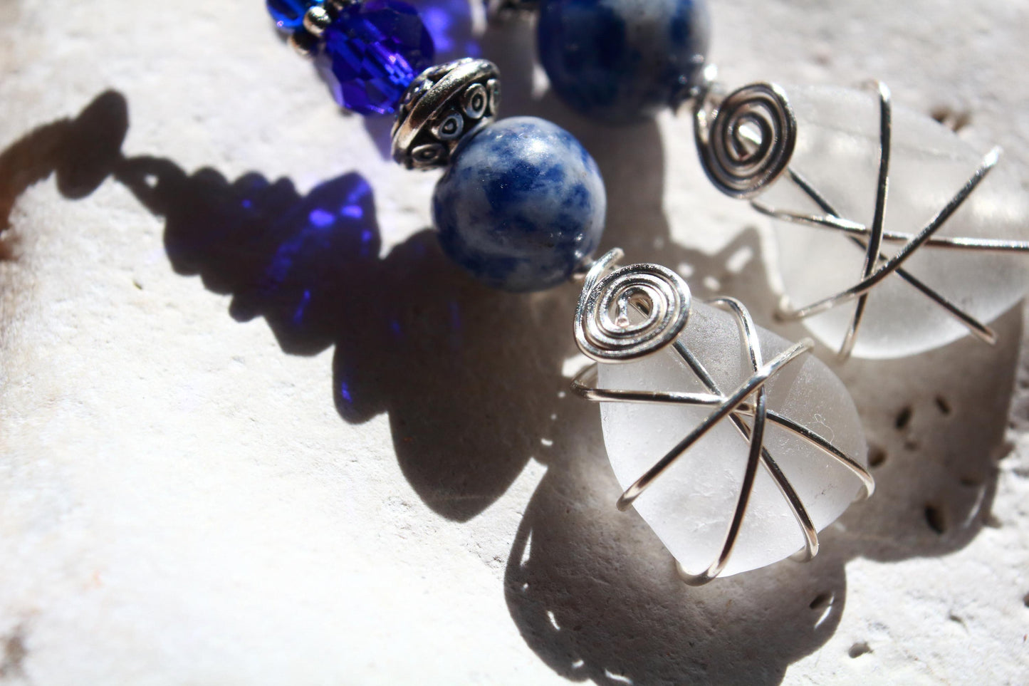 Frosted White Sea Glass Earrings