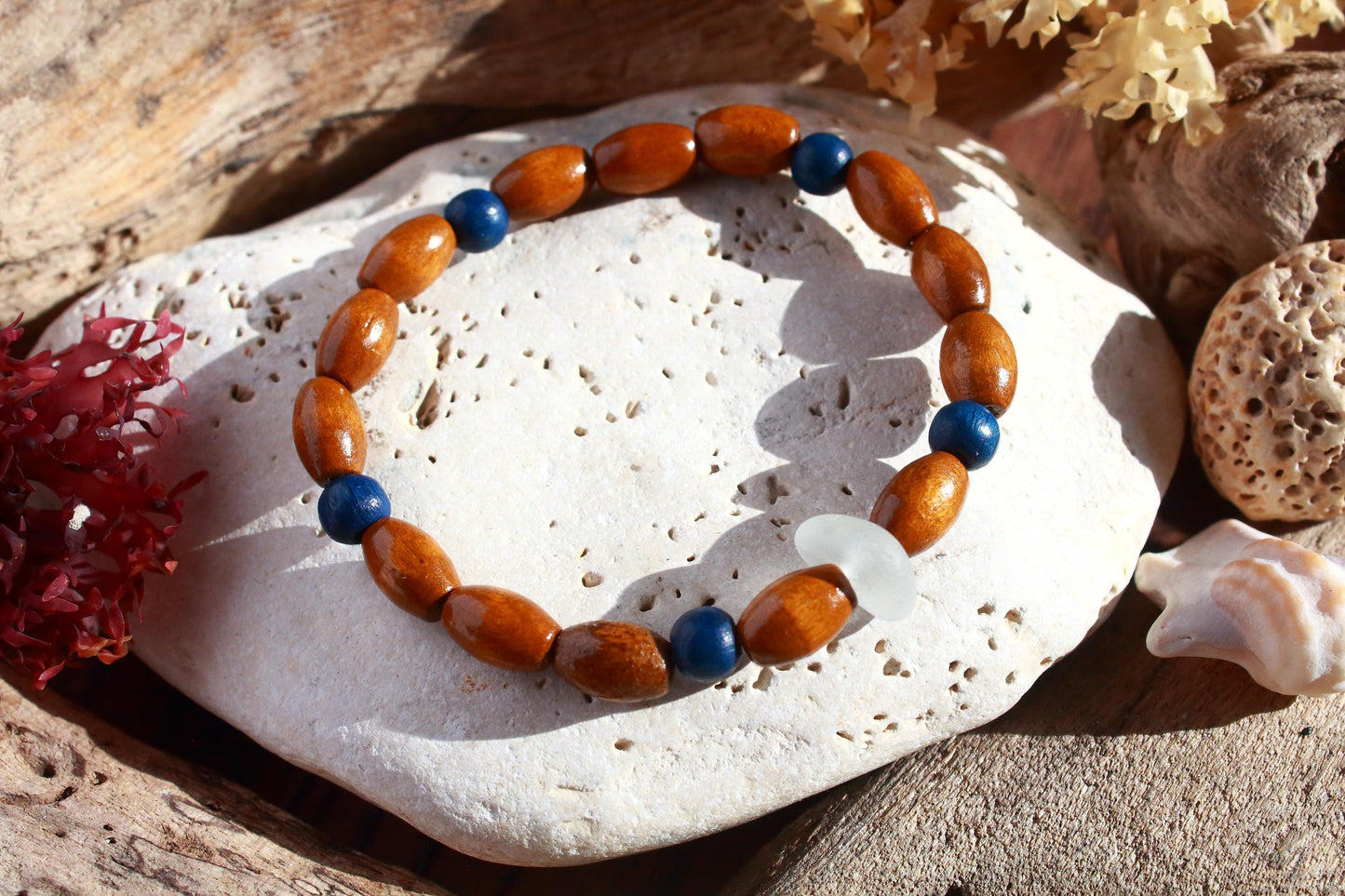 Unisex Wooden Beaded Surfer Bangle
