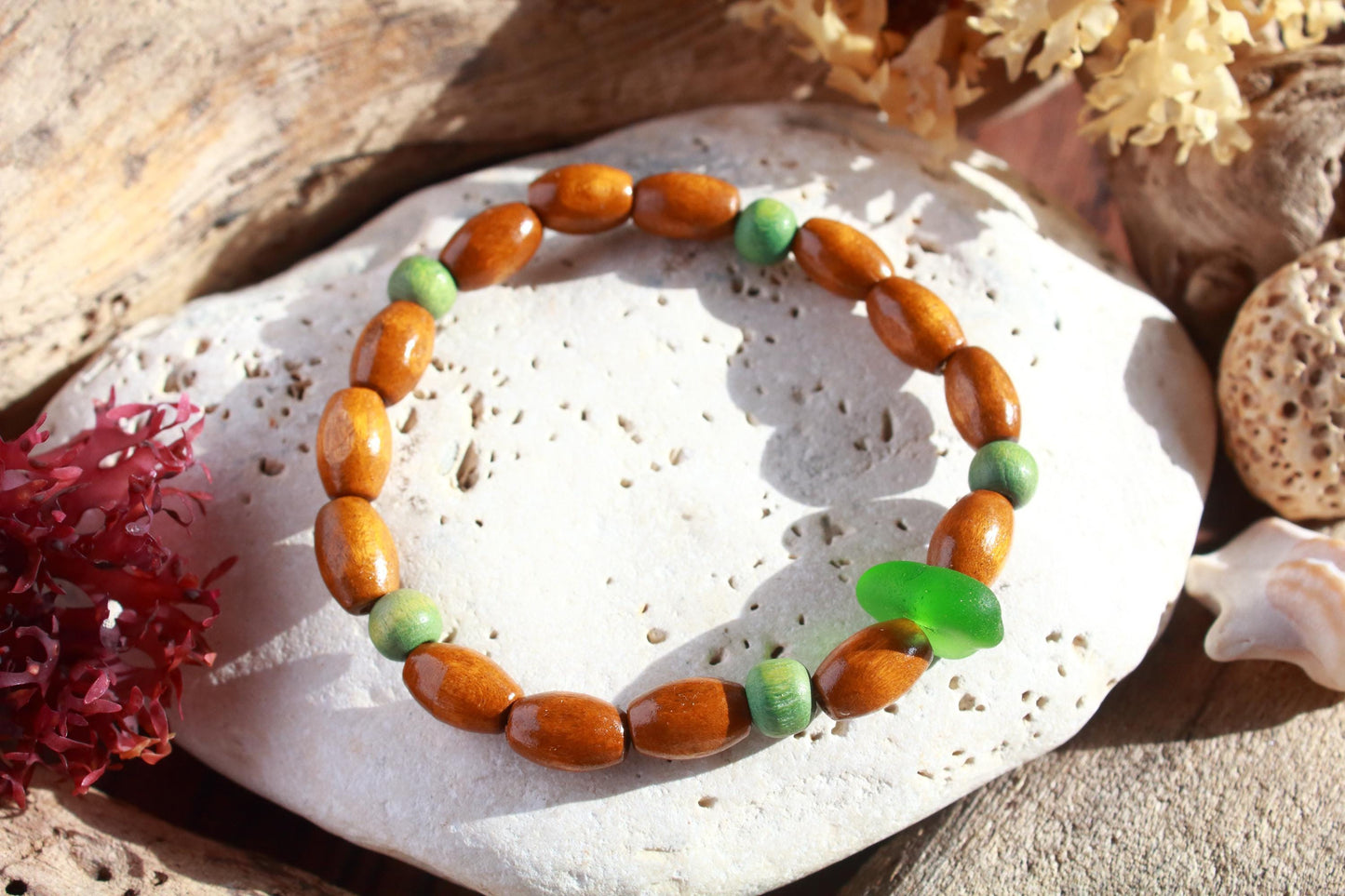 Kelly Green Beaded Surfer Bracelet