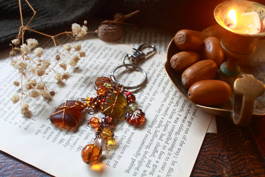 Autumn Sea Glass Bag Charm