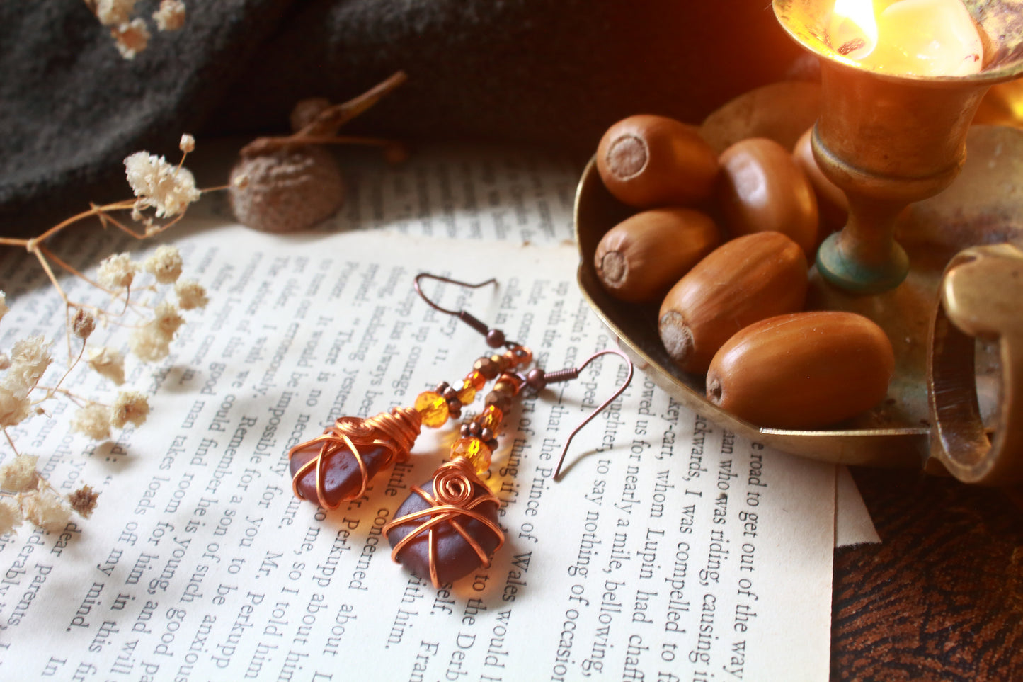 Autumn Sea Glass Earrings