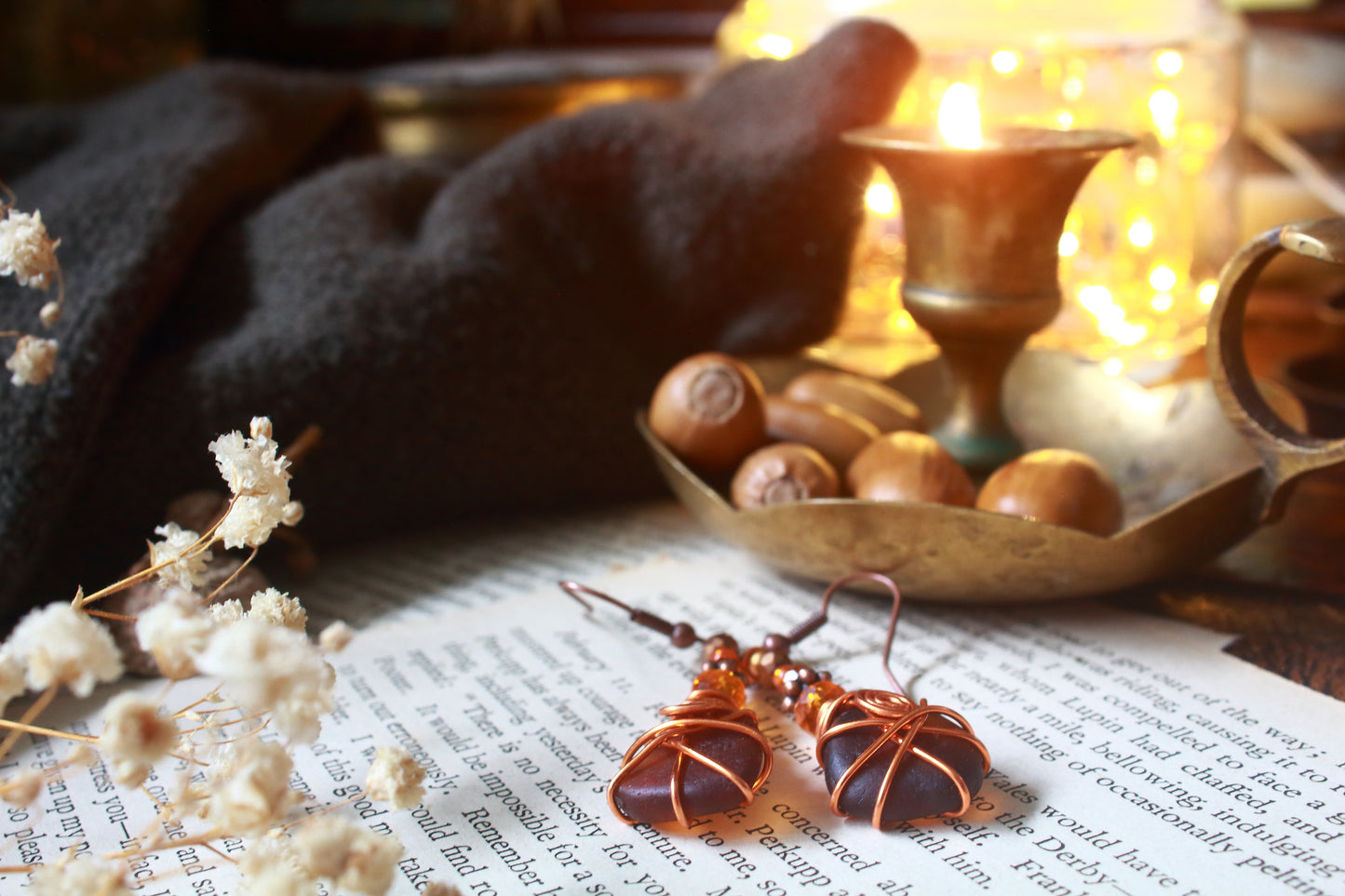 Autumn Sea Glass Earrings