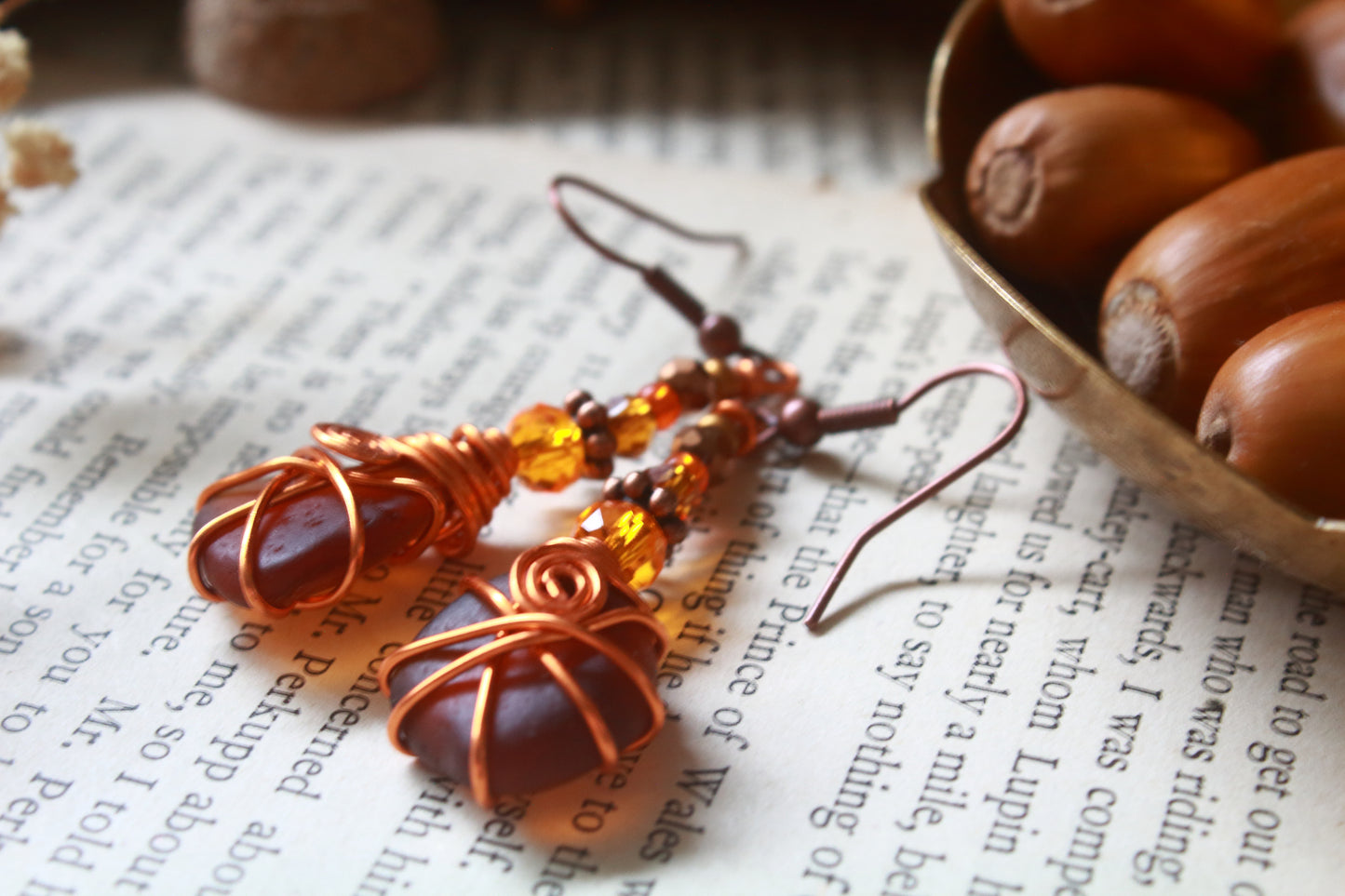 Autumn Sea Glass Earrings