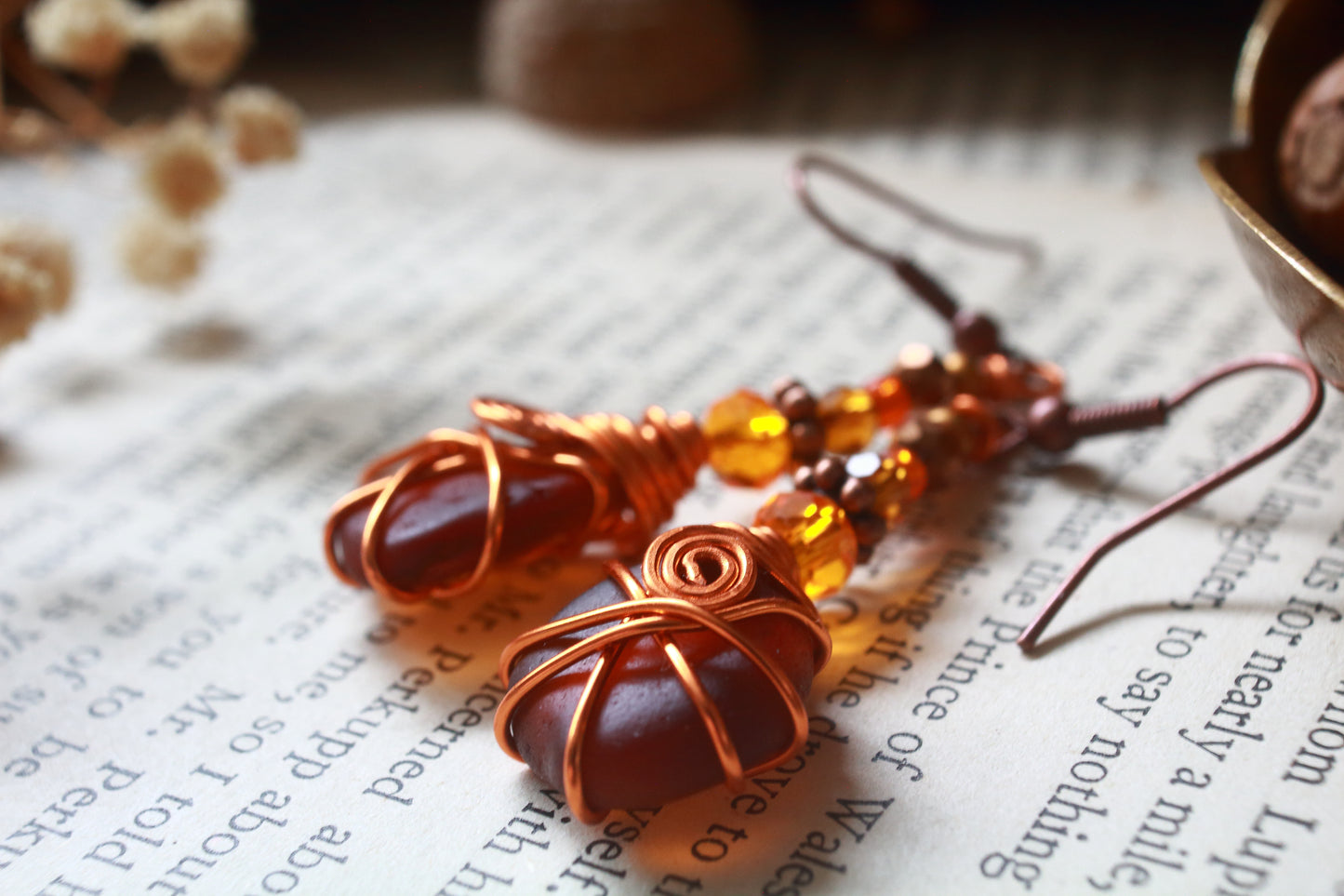 Autumn Sea Glass Earrings