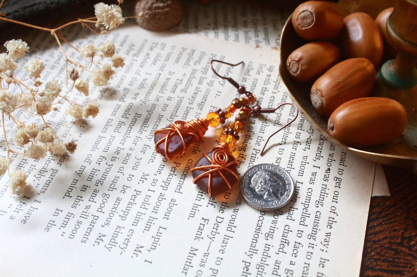 Autumn Sea Glass Earrings