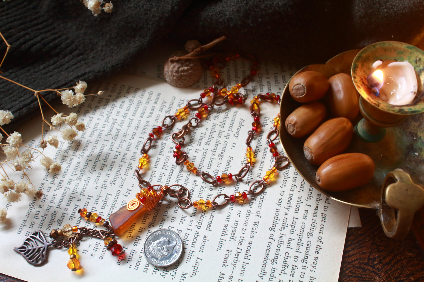 Autumn Sea Glass Necklace