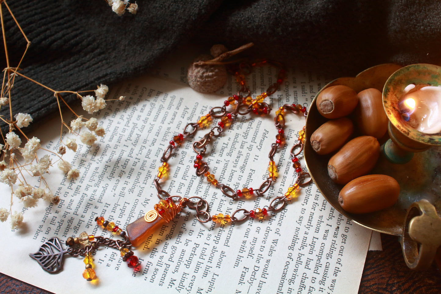 Autumn Sea Glass Necklace