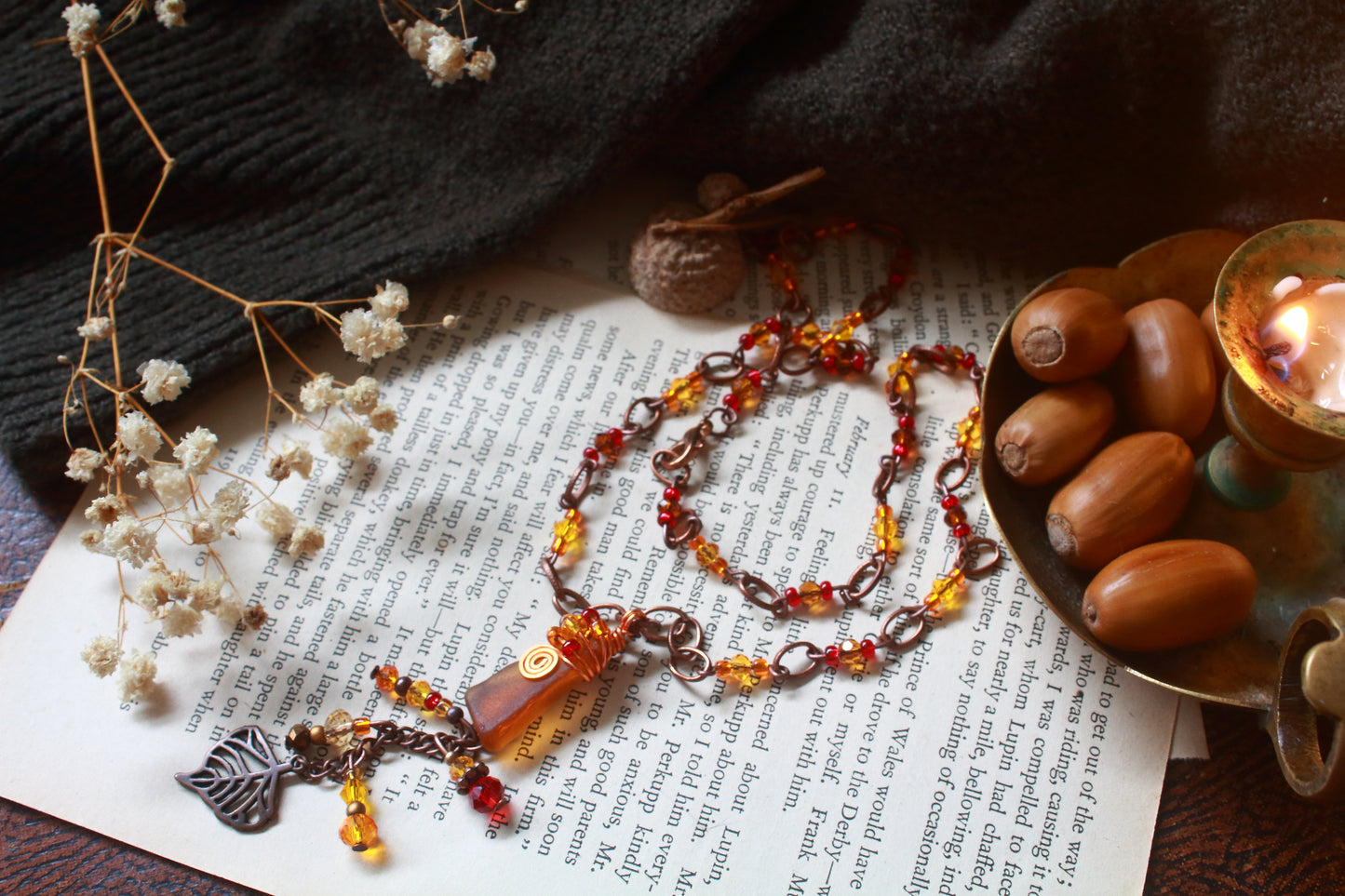 Autumn Sea Glass Necklace