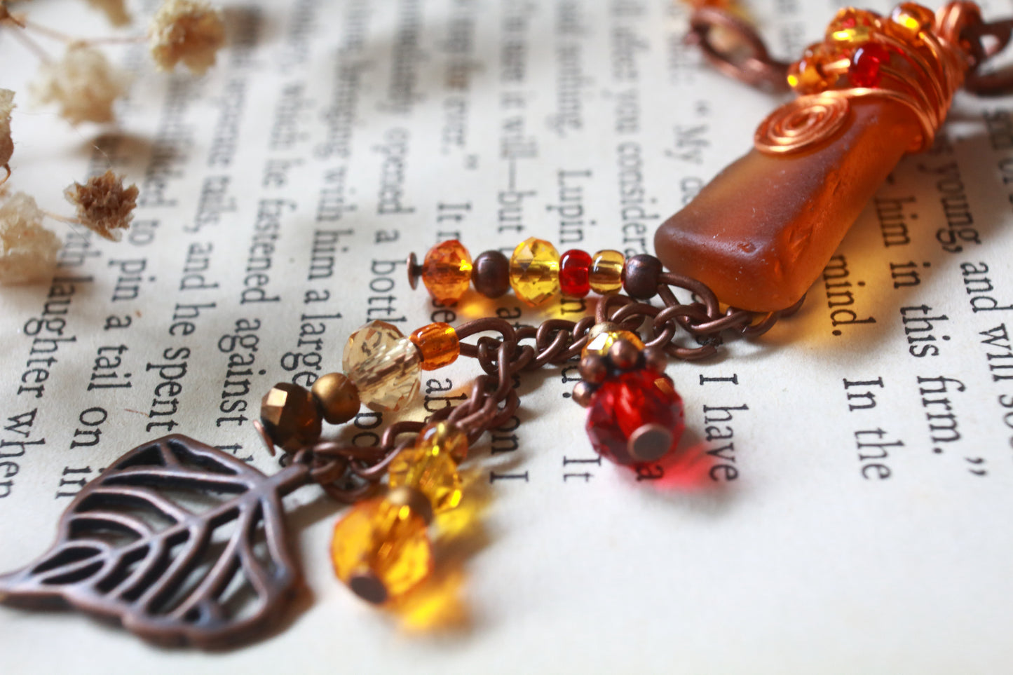 Autumn Sea Glass Necklace