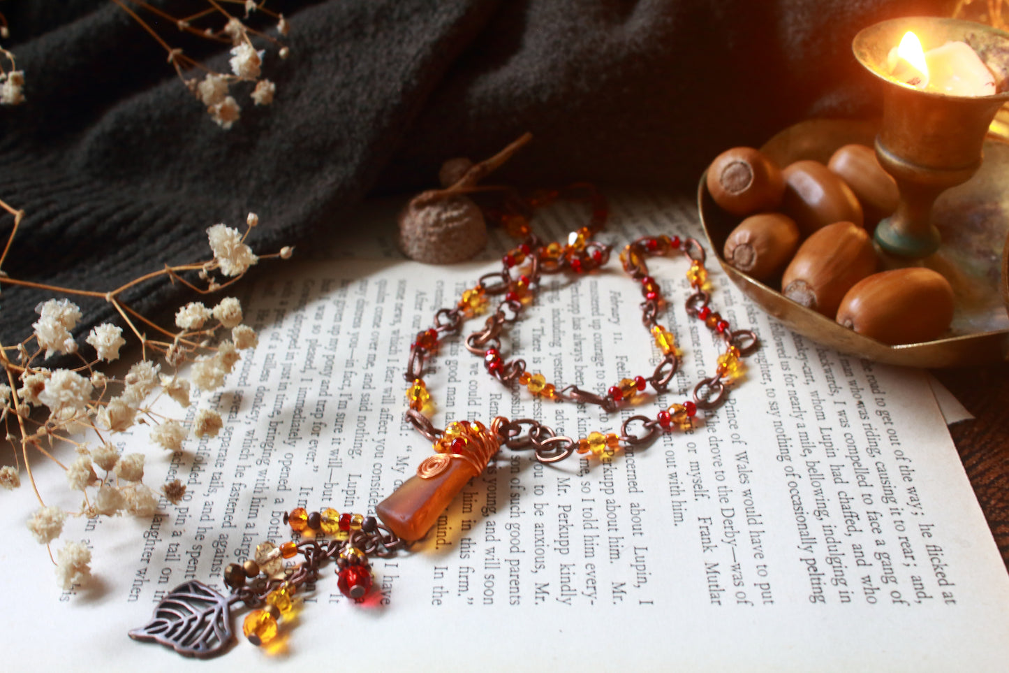 Autumn Sea Glass Necklace