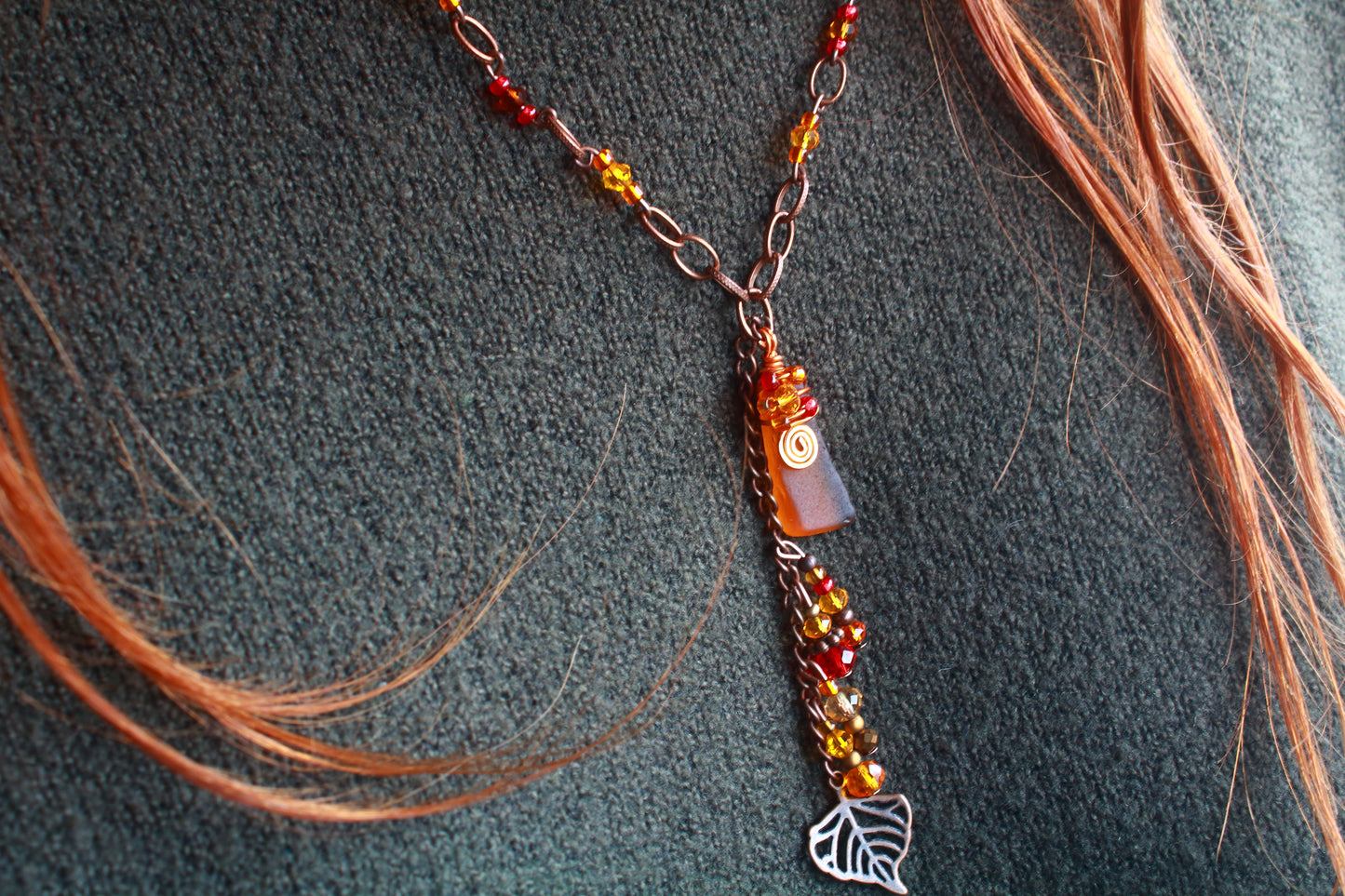 Autumn Sea Glass Necklace